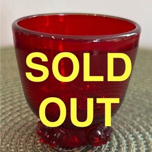 Blenko Applied Rosette Ruby Red Whiskey Tumblers or Shot Glass in pristine shape